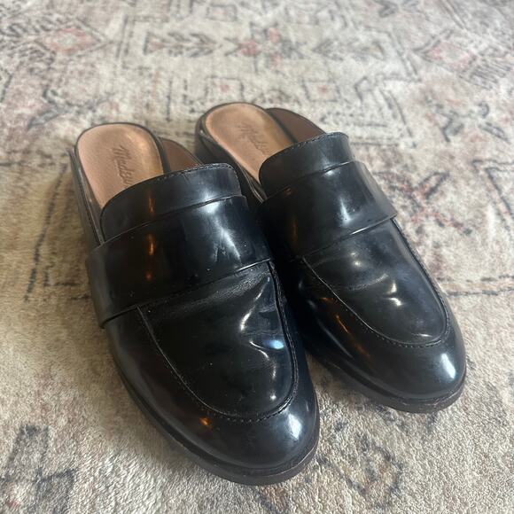 Madewell Dana Black Patent Leather Slip-On Loafers Flats Women's Size 7 EUC - Picture 2 of 6